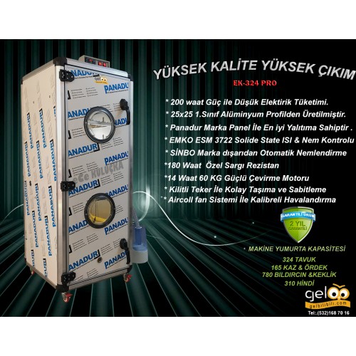 KAZ KULUÇKA MAKİNESİ TİCARİ PRO. SERİ 180 GELİŞİM 180 ÇIKIM 
